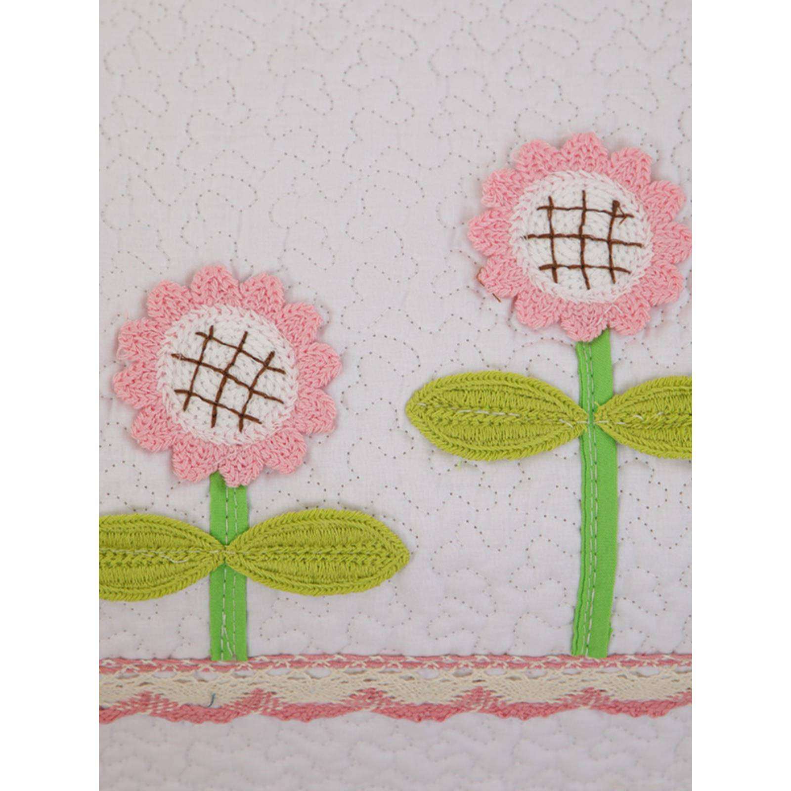 クッション お花刺繍のキルトクッションカバーセット