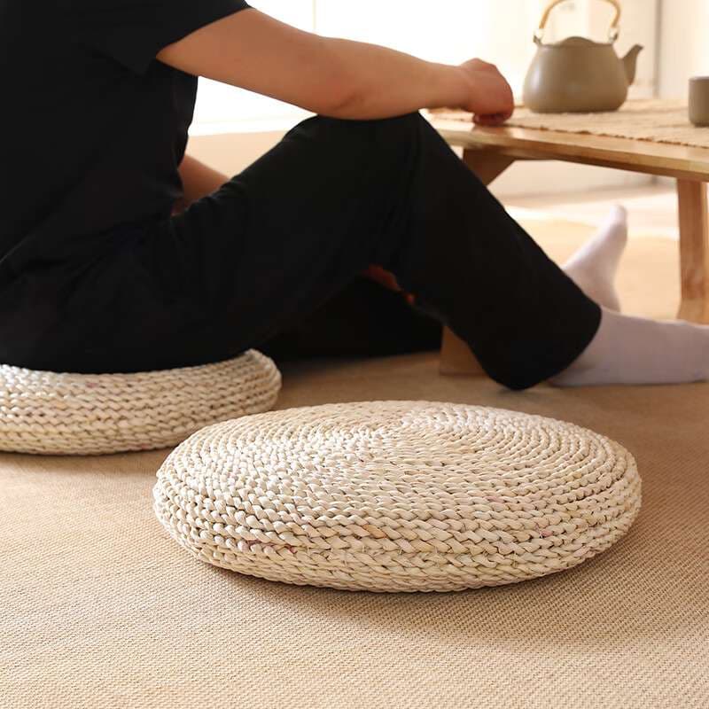 天然素材の円形座布団