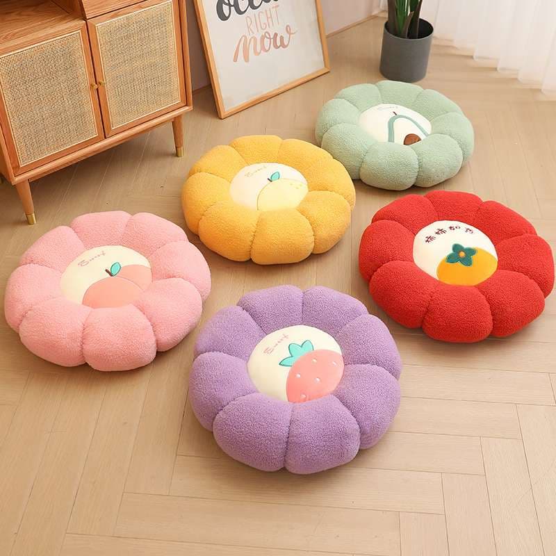 クッション クッション フルーツモチーフの花型座布団