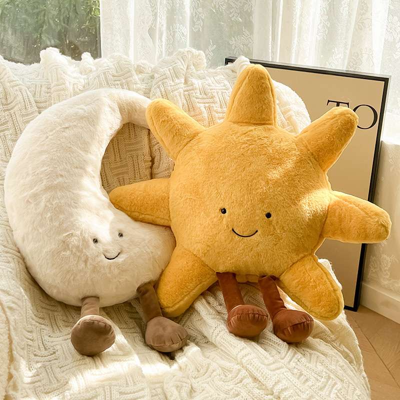 クッション にこにこお月様と太陽のぬいぐるみクッション