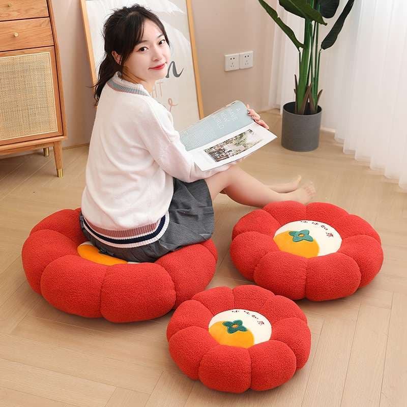 クッション クッション フルーツモチーフの花型座布団