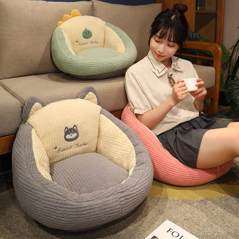 クッション 動物モチーフ コーデュロイ座椅子クッション