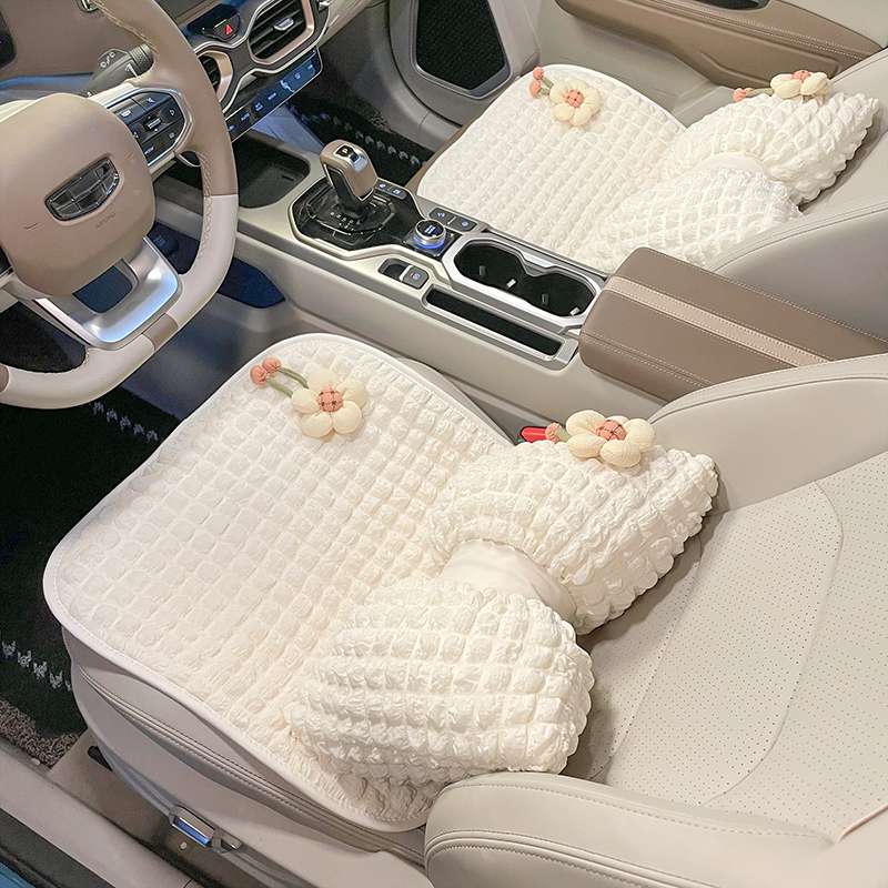 クッション ふわふわお花のリボン型車用クッション