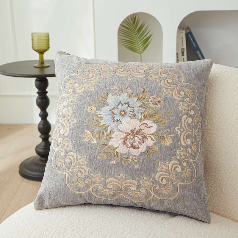 クッション 華麗な刺繍花柄クッションカバー