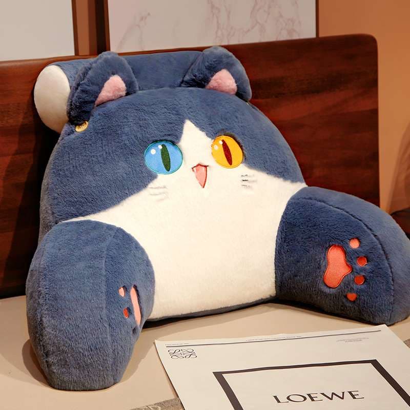 クッション 個性的な目のネコ型背もたれクッション