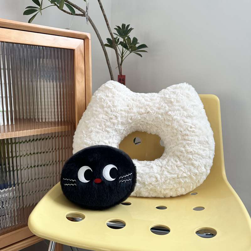クッション もこもこ猫顔クッション