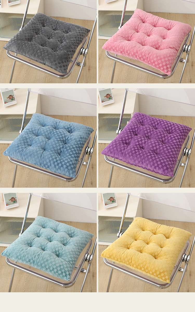 クッション ふわふわチェックのクッション付き折りたたみ椅子