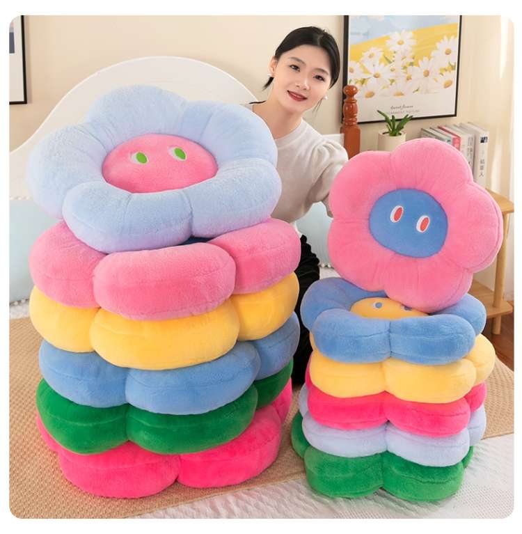 クッション お花さん顔のもちもちクッション