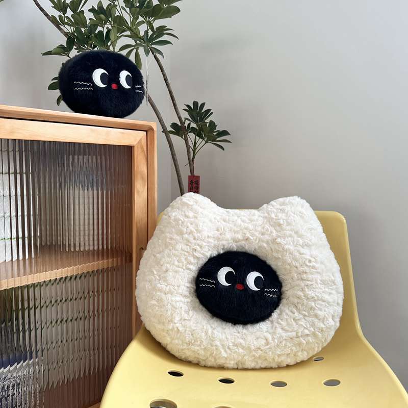 クッション もこもこ猫顔クッション