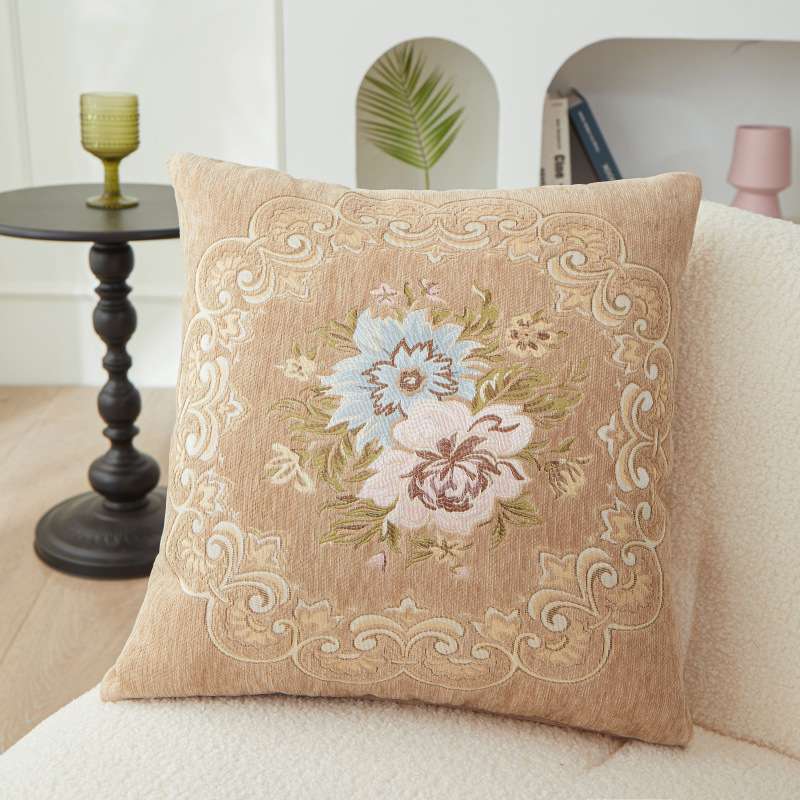 クッション 華麗な刺繍花柄クッションカバー