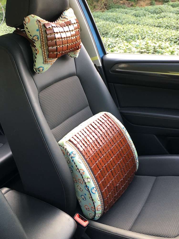クッション クッション 竹素材 車用腰当てと首枕セット