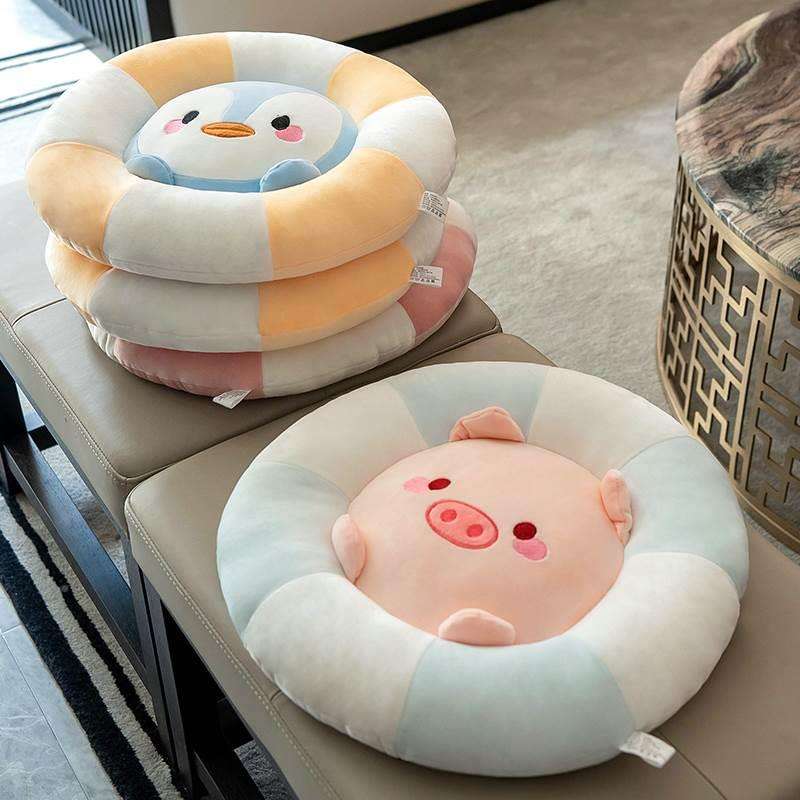 クッション 動物顔ドーナツ型ぬいぐるみクッション