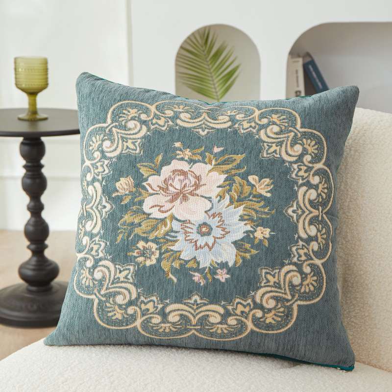 クッション 華麗な刺繍花柄クッションカバー