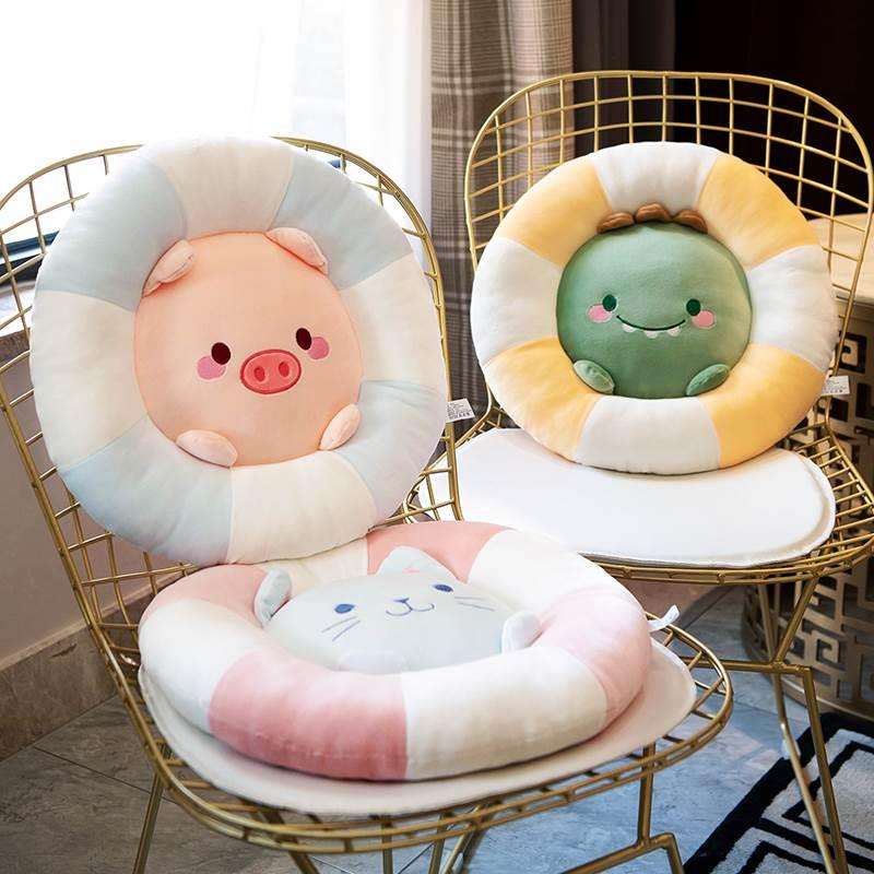 クッション 動物顔ドーナツ型ぬいぐるみクッション