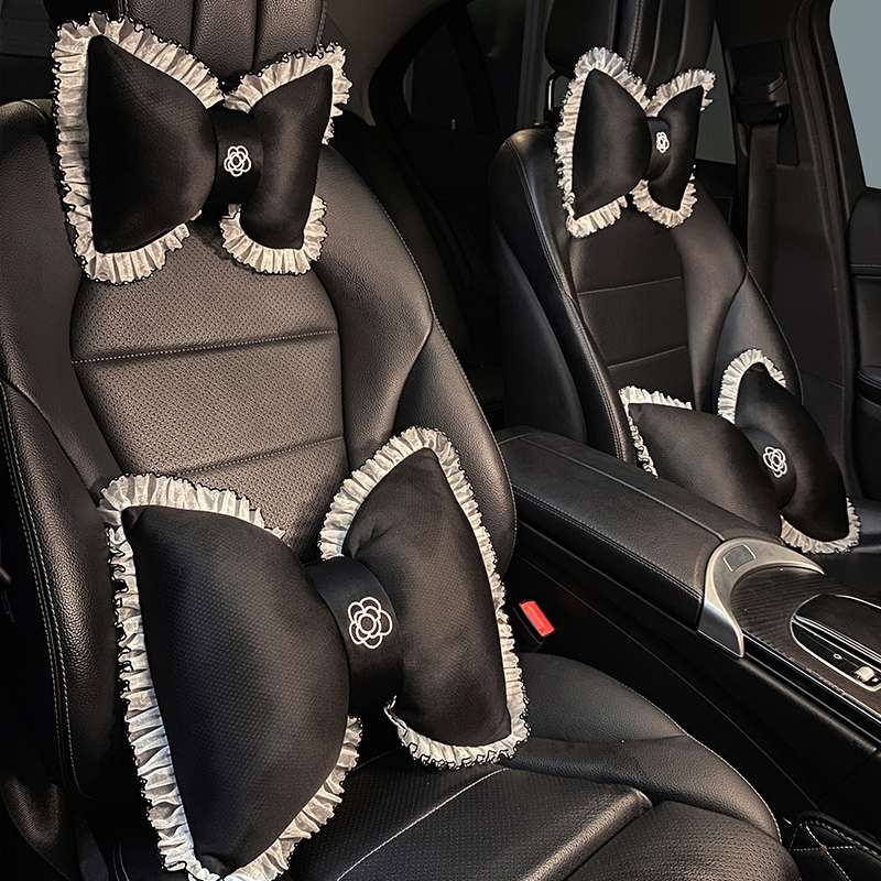 クッション リボン型フリル付き車用クッションセット