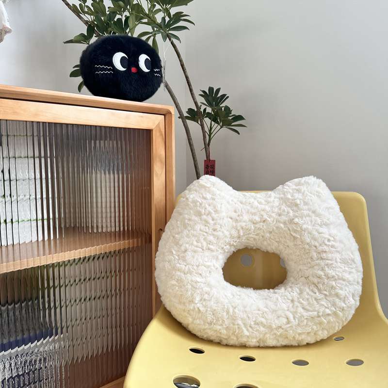 クッション もこもこ猫顔クッション