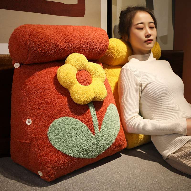 クッション お花モチーフのふわもこ背もたれクッション