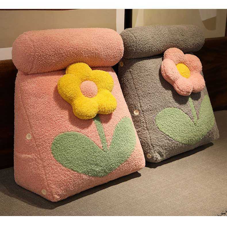 クッション お花モチーフのふわもこ背もたれクッション