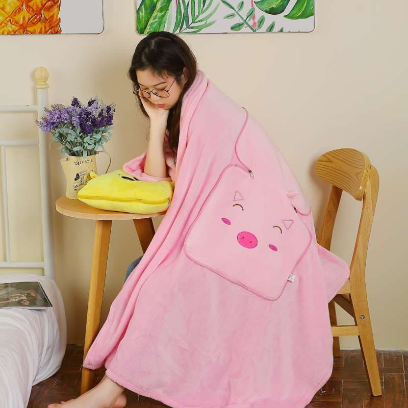 クッション クッション 癒しの動物キャラクター変身ブランケット