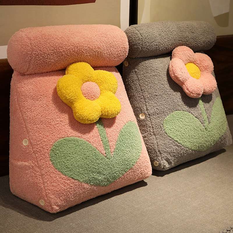 クッション お花モチーフのふわもこ背もたれクッション