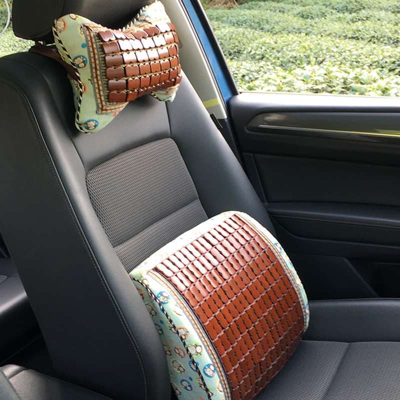 クッション クッション 竹素材 車用腰当てと首枕セット