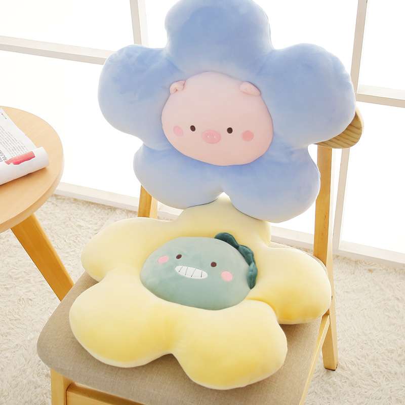 クッション 花型笑顔キャラクタークッション